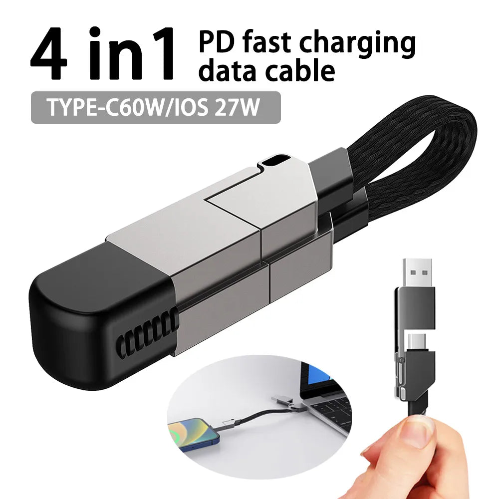 4 in 1 60W/27W Fast Charging USB Type C To USB C / Lighting Cable for iPhone 14 13 Pro Max Huawei Xiaomi PD Mobile Phone Cable