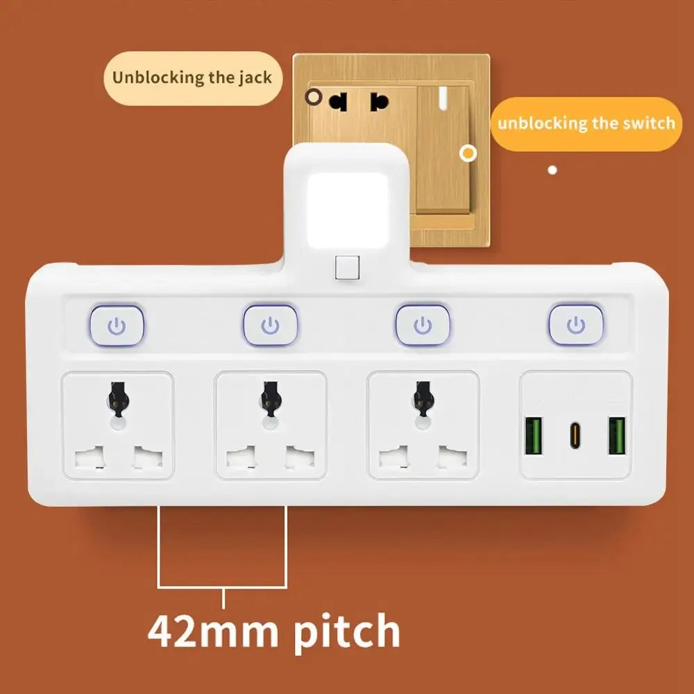 EU US UK Plug Universal Outlet Power Strip Multitap AC Separate Control Wall Socket With USB Fast Charge Multiprise Plug Adapter