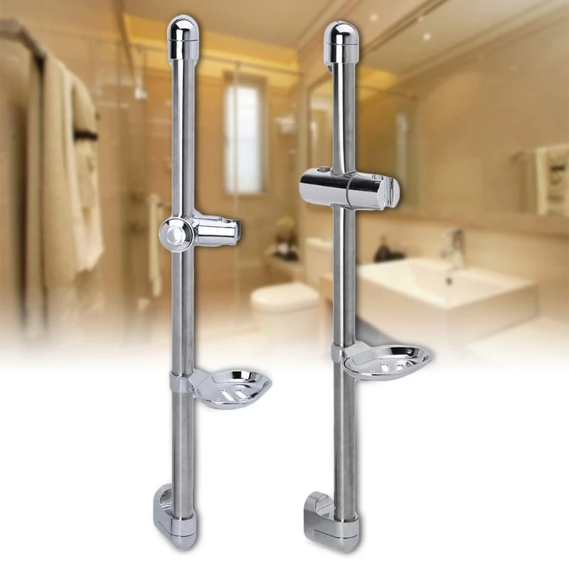 Universal Handheld Shower Rail Slider Holder Slide Bar with Soap Tray Adjustable Angle Shower Holder Lifter Pipe Kit