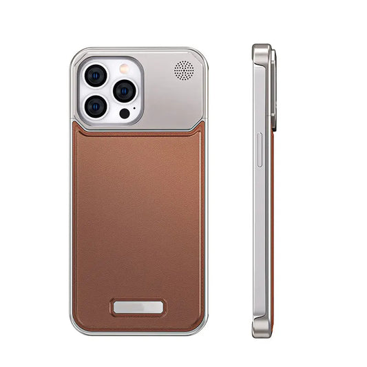 Luxury Leather Metal Phone Case For Iphone 13 14 15 Pro Max Magnetic Aluminum Fragrance Phone Cover