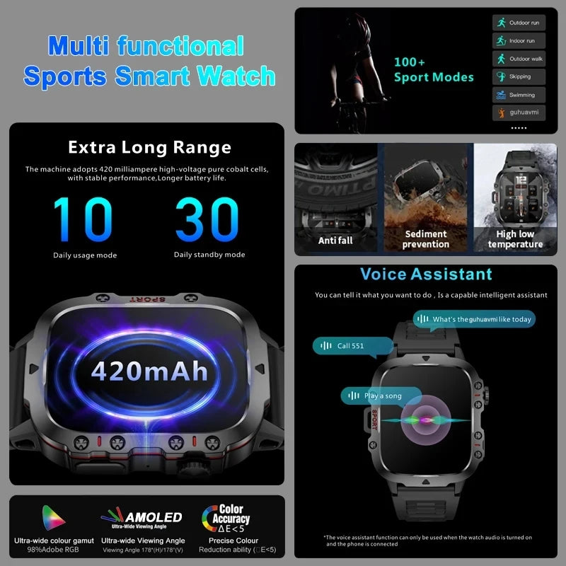 2024 New For Xiaomi Huawei Military Smart Watch Men 5ATM Waterproof