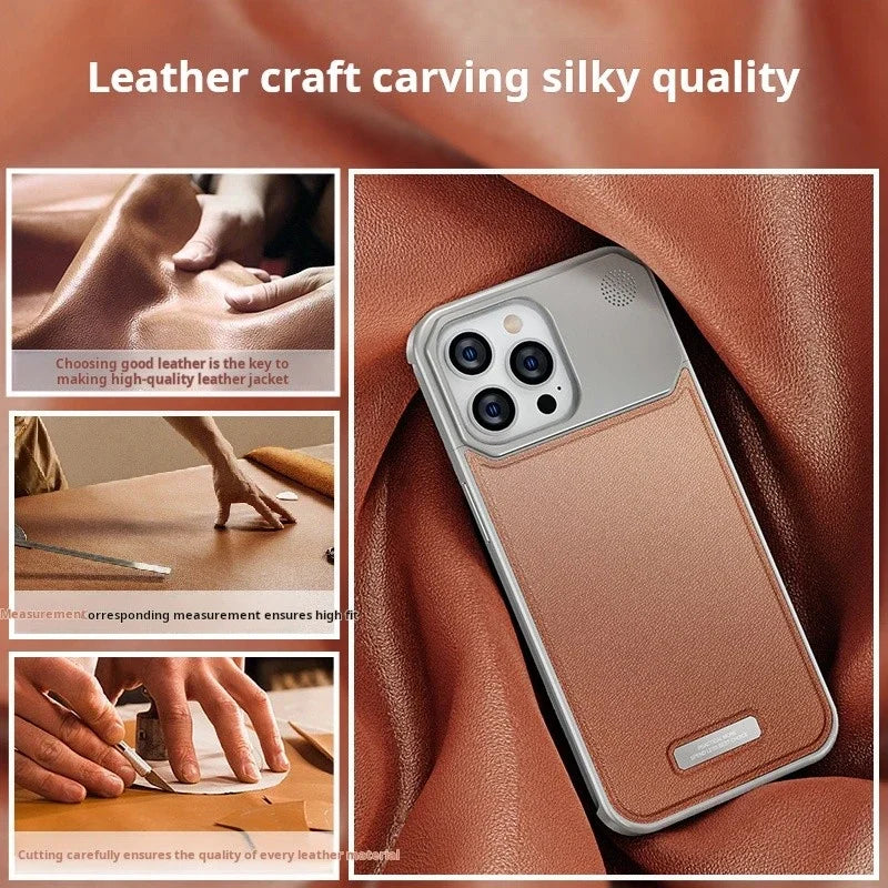 Luxury Leather Metal Phone Case For Iphone 13 14 15 Pro Max Magnetic Aluminum Fragrance Phone Cover