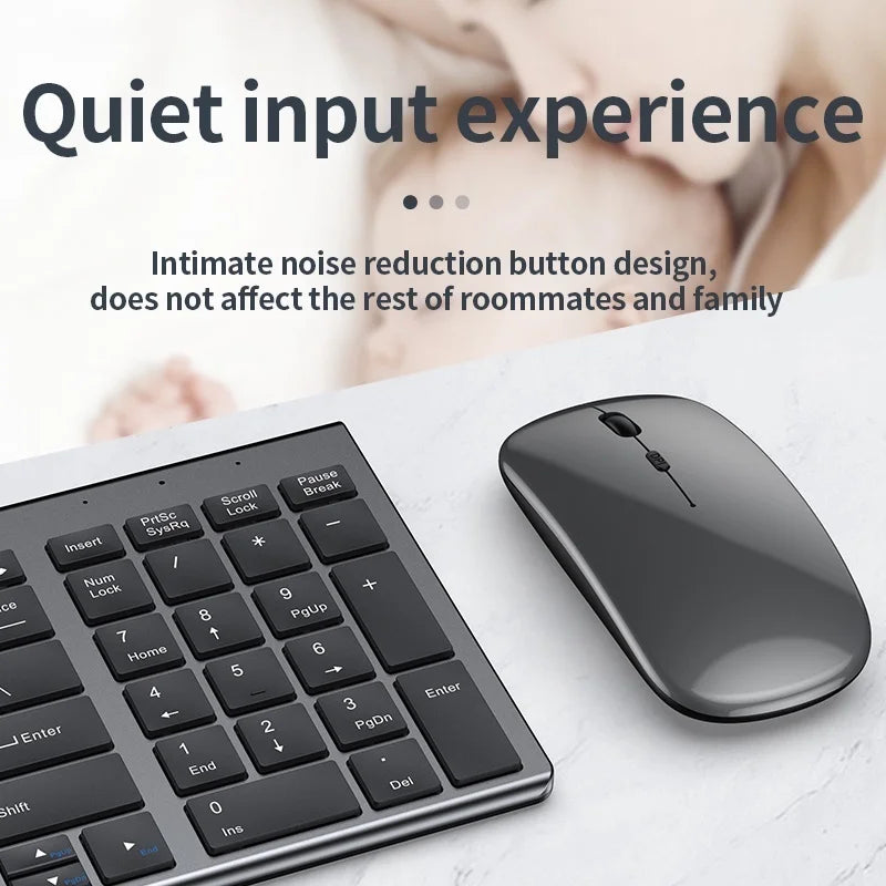 Jomaa Slim Rechargeable Bluetooth Keyboard and Mouse Set for Laptop Computer 2.4G USB Wireless Keyboard and Mouse Combo