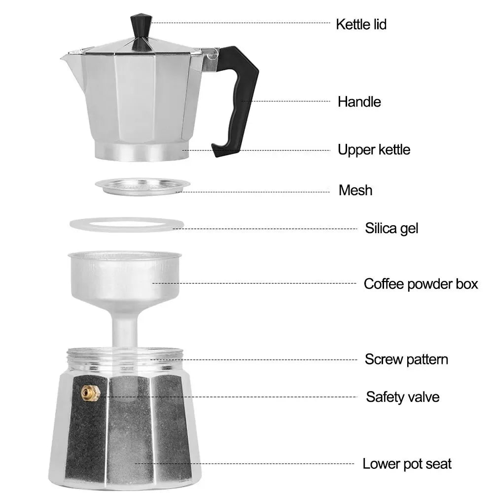 Moka Pot Classic Italian Café Brewing Tools Espresso Maker 50/100/150/300/450ml