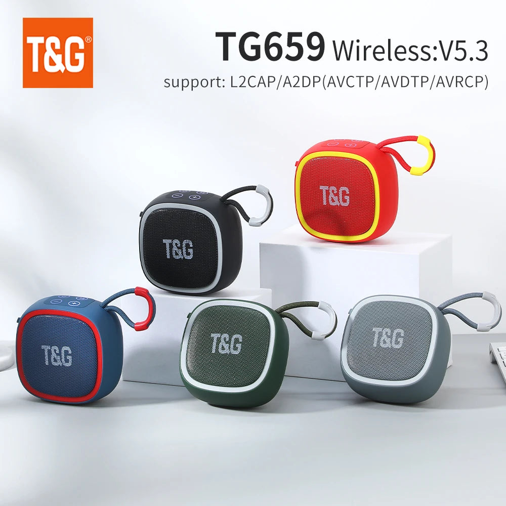 Original TG659 Mini Bluetooth Speaker HIFI Loudspeaker Support TF Card Radio Mini Outdoor Portable APP Control Wireless Speaker