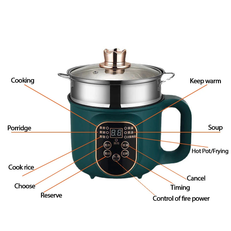 Electric Hot Pot Cooker Multicooker Hotpot Stew Heating Pan Noodles Eggs Soup Steamer Rice Cookers Cooking Pot EU Plug