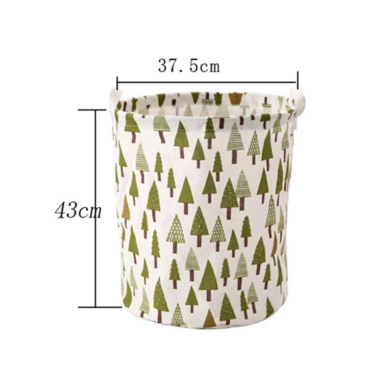 1PC Print Laundry Basket Foldable Home Storage Bag Portable Cotton Linen Hamper Waterproof Dirty Toy Clothes Bucket Organizer