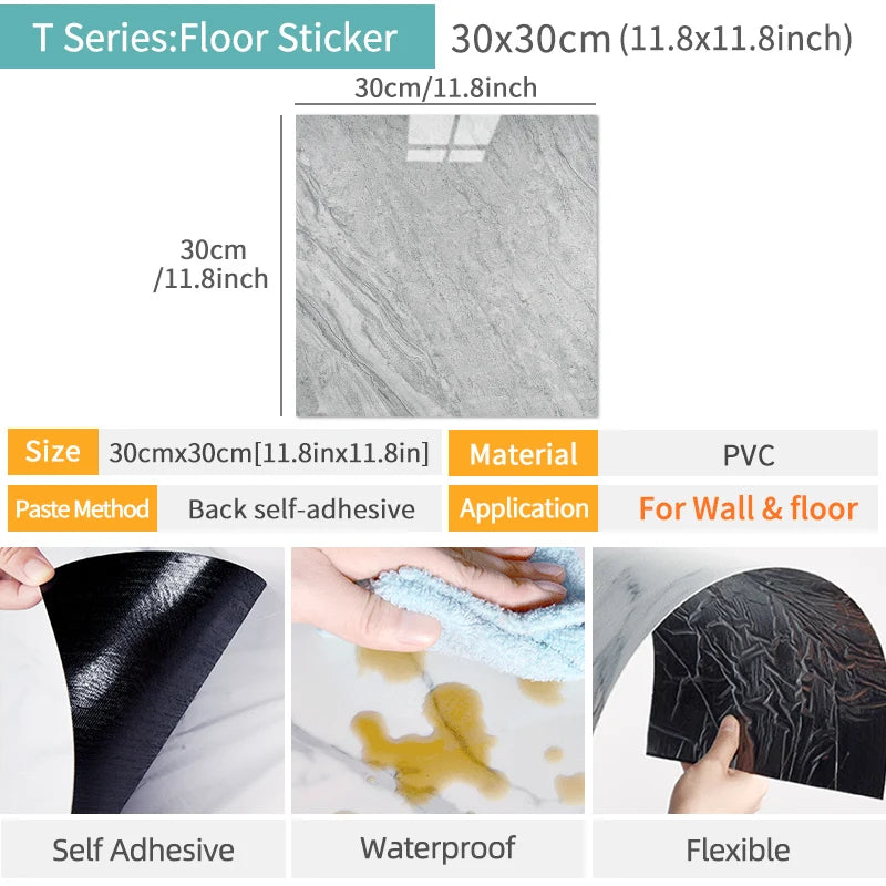 20/pc of PVC Imitation Marble Floor Stickers Self-adhesive Wall Stickers Waterproof Bathroom Living room Moden Decoration Decals