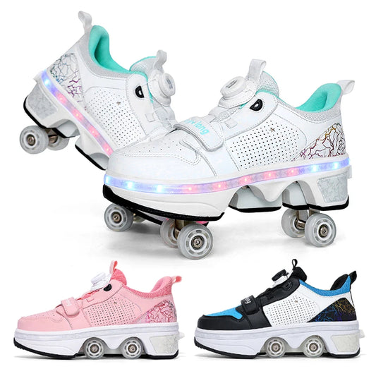 High quality wheel shoes Big four-wheel sports shoes 33-40 children's multi-functional roller skates