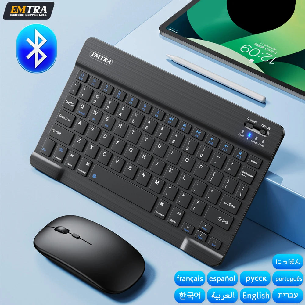 Bluetooth Wireless Keyboard Mouse For IOS Android Windows Tablet For iPad Air Mini Pro Spanish Korean Portugal Russian Keyboard