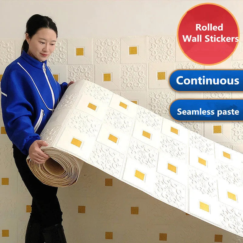 10m Self-adhesive Panels Wallpaper 3D Wall Stickers Tile Modern Home Decor Decoration For Bedroom Living Room Kitchen TV Backdro