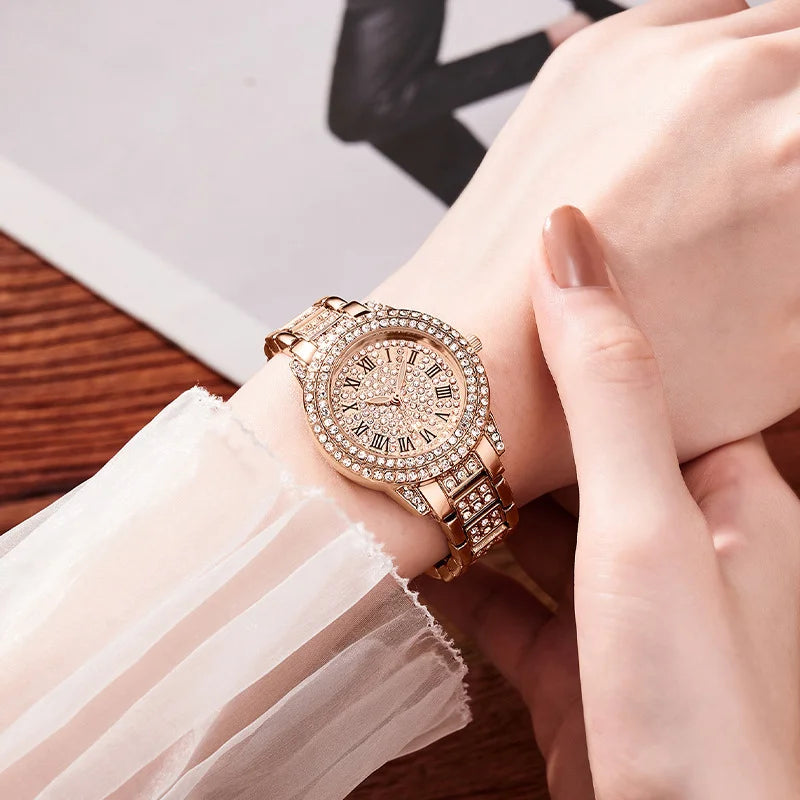 Casual Elegant All-Star Women's Quartz Watch Shiny Fine Zircon Mechanical Lady Wristwatches