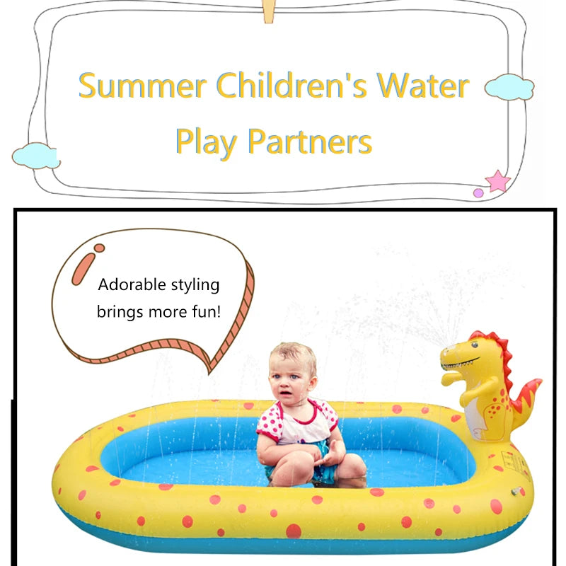 Children Swimming Pool Inflatable Spray Pool Foldable Outdoor Dinosaur Sprinkler Game Pad Kids Water Swimming Pool Baby Bathtub