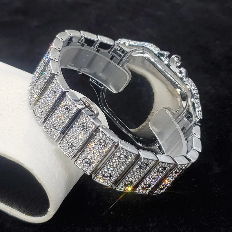 Classic Square Watch Luxury Full Diamond High Quality Quartz Watches Men