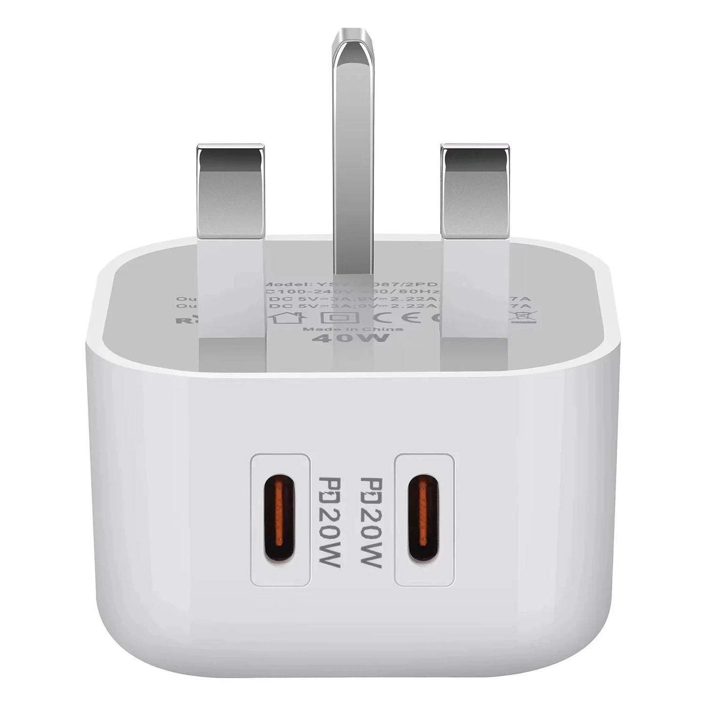 40W Dual USB C  Type c PD Wall Charger Fast Quick Charging Power Adapters For Ipad 2 3 4 IPhone 11 12 13 14 15 Xiaomi Huawei