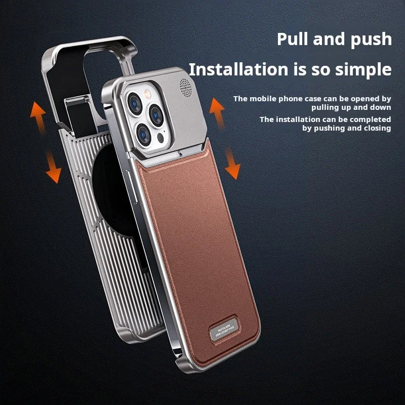 Luxury Leather Metal Phone Case For Iphone 13 14 15 Pro Max Magnetic Aluminum Fragrance Phone Cover