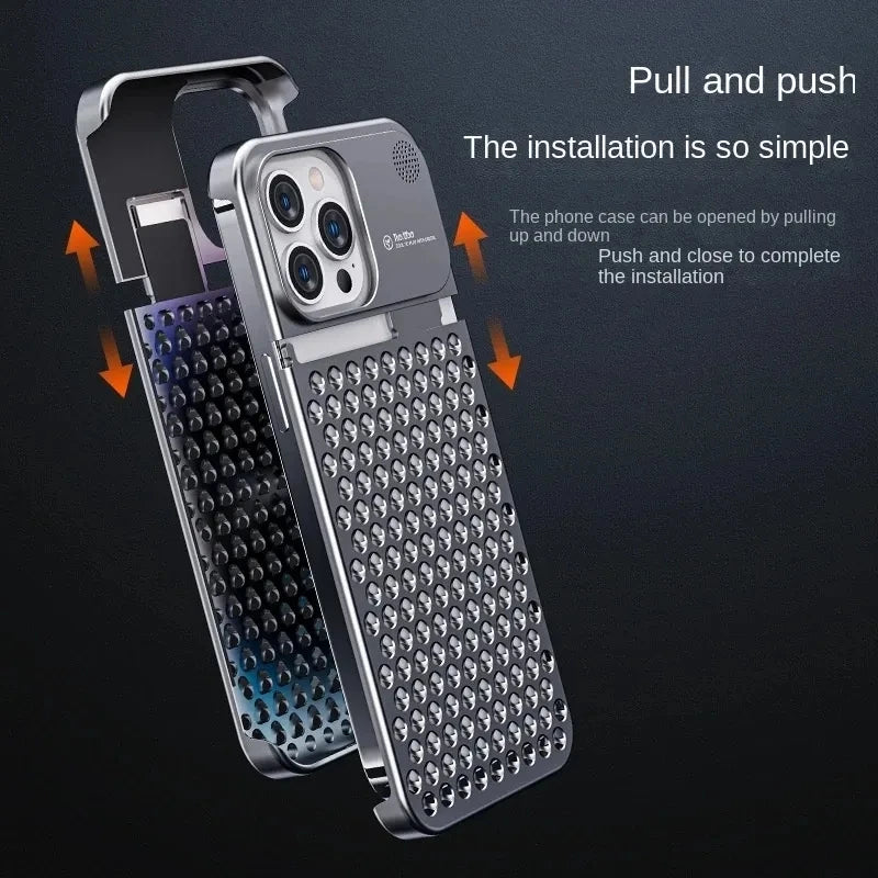 Metal Heat Dissipation Phone Case For iPhone 13 12 14 15 Pro Max Plus Cooling Aluminum Shockproof Cover