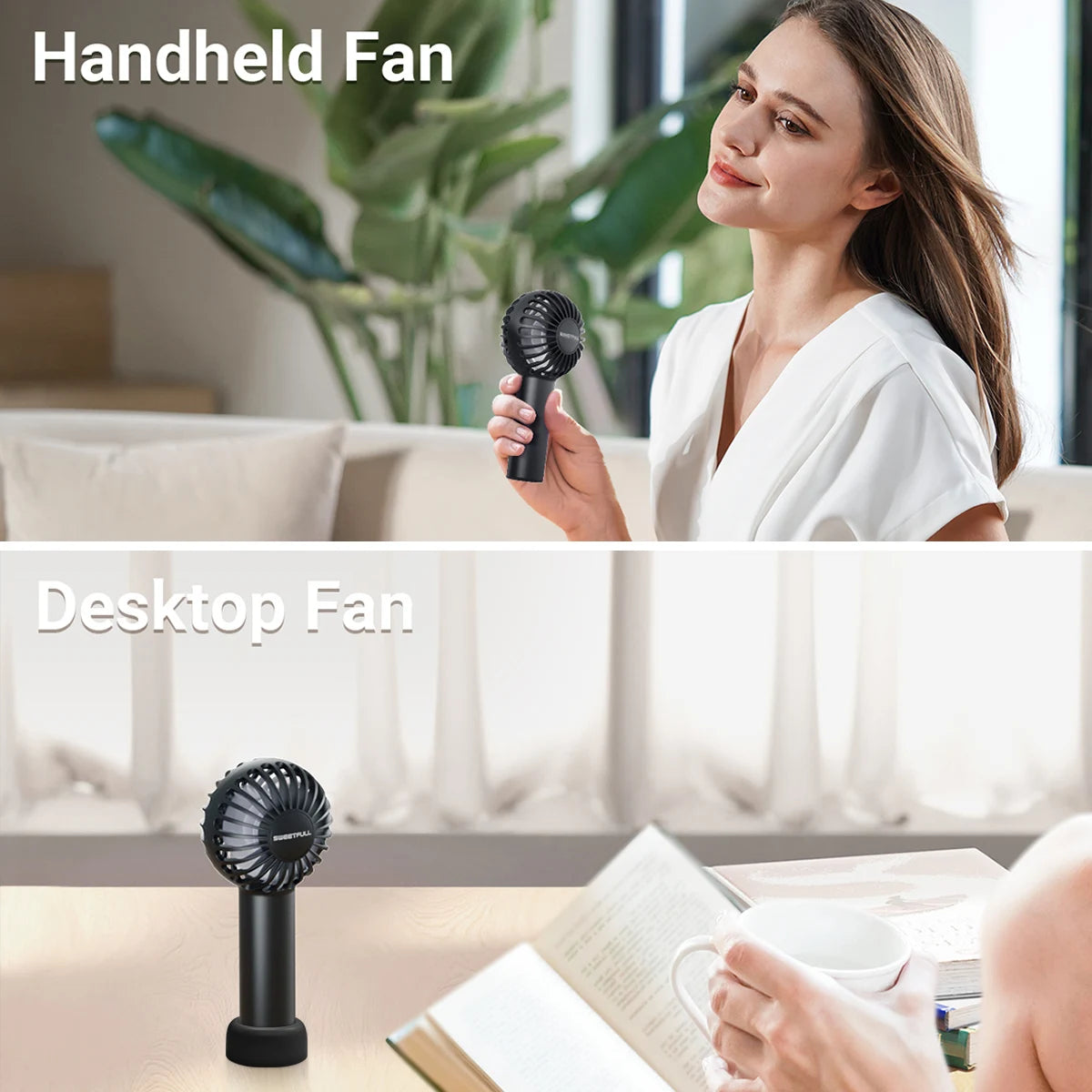 Mini Handheld Fan 3-Speed Portable Small Fan 2000mAh USB Rechargeable Handheld Fan Suitable for Outdoor Indoor Commuting