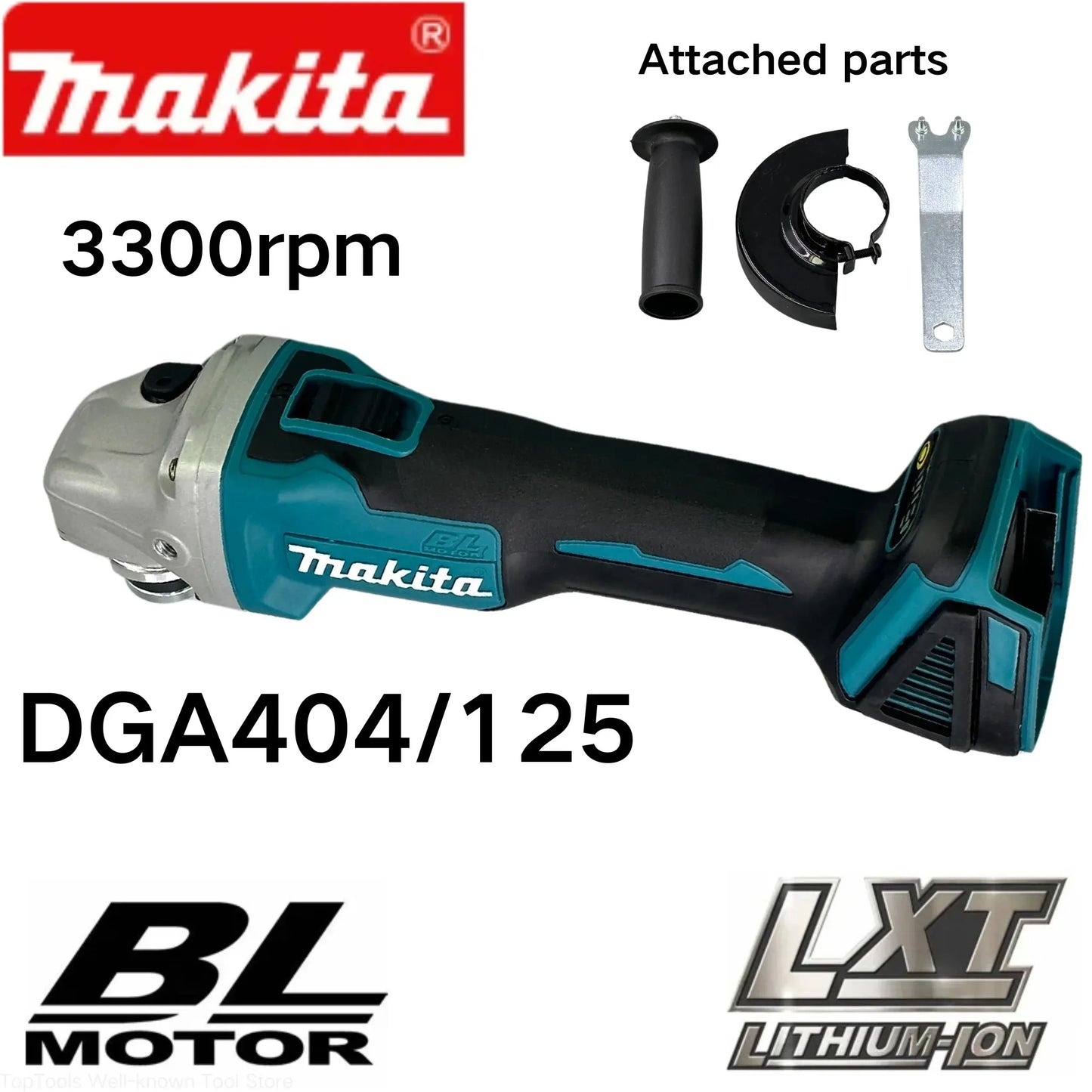 Makita 18V DGA404 125/100mm Brushless Lithium Electric Angle Grinder Rechargeable Cutting Machine High Power Polishing Machine