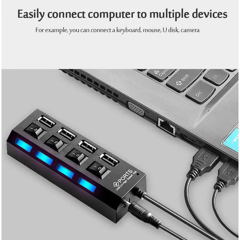 4/7 in 1 Multi USB Splitter Hub USB Hub 2.0 Use Power Adapter USB 2.0 Multiple Expander Switch Hub Docking Stations 30CM Cable