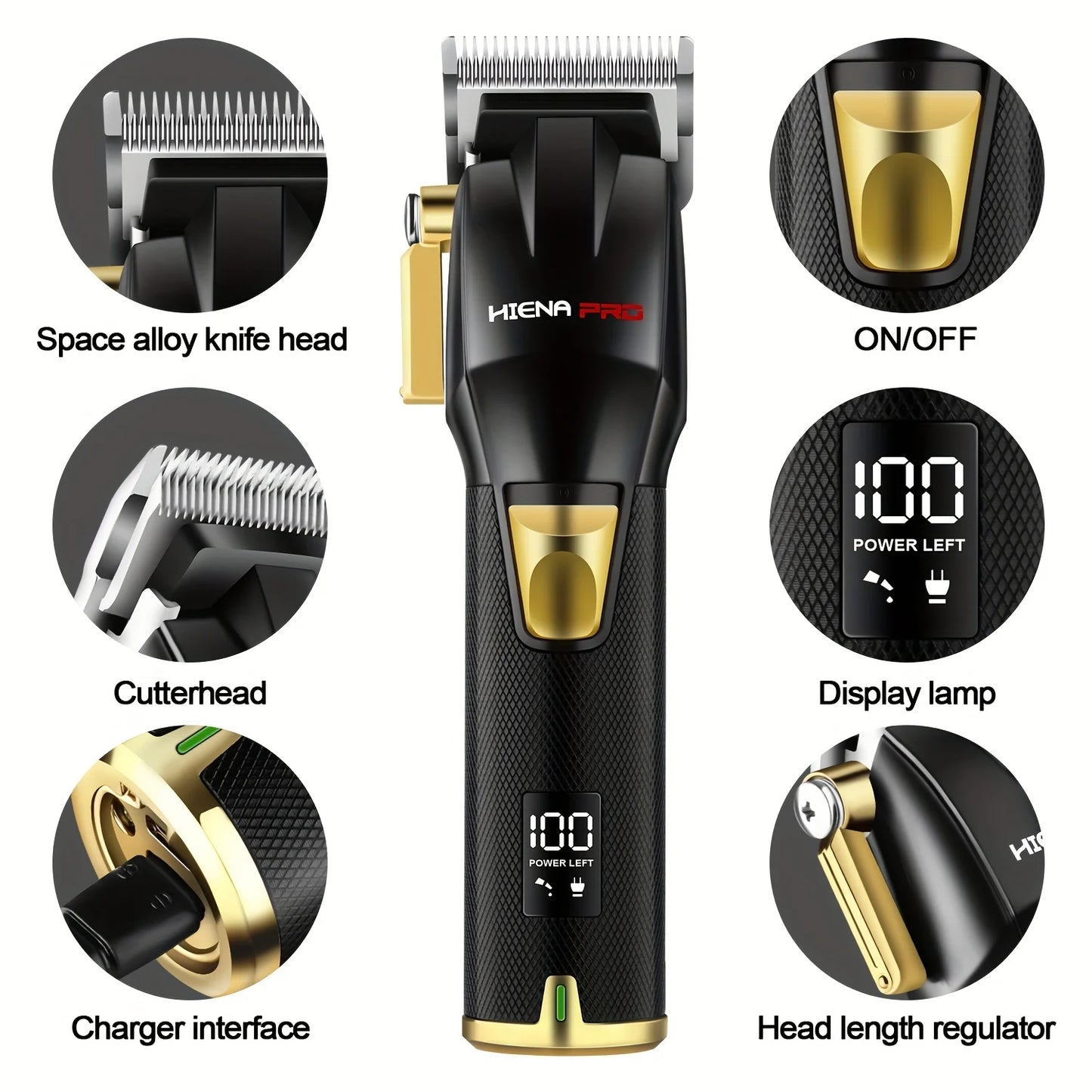 Professional Hair Clipper Set for Men, Rechargeable Hair Trimmer with LCD Digital Display