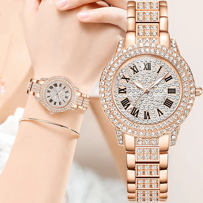 Casual Elegant All-Star Women's Quartz Watch Shiny Fine Zircon Mechanical Lady Wristwatches