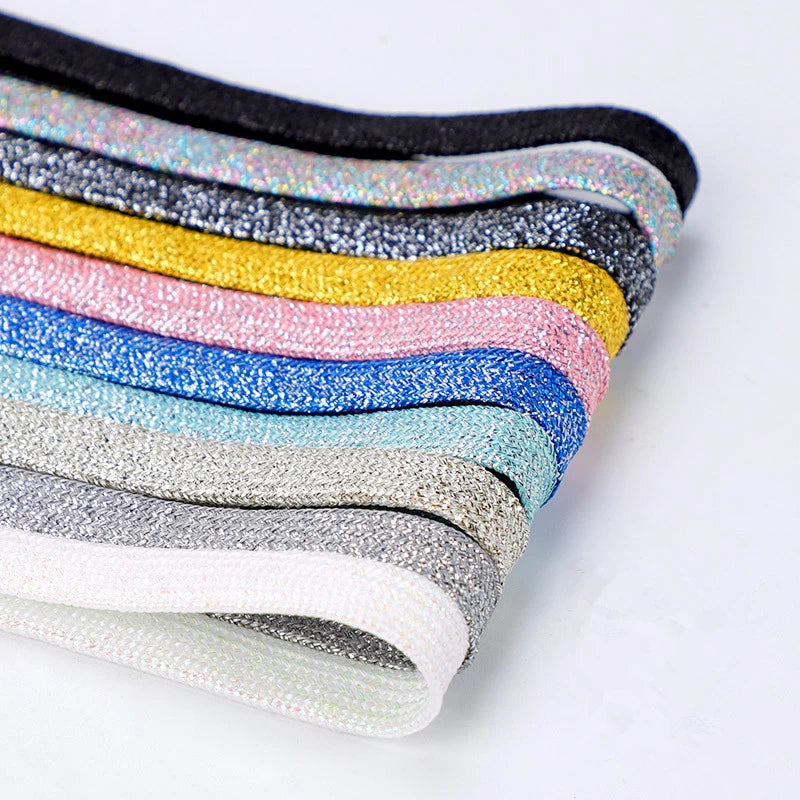 1Pair Fashion Glitter Shoelaces Colorful Flat Shoe laces for Athletic Running Sneakers Shoes Boot