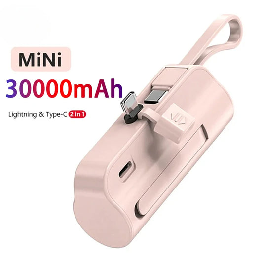 Mini Portable Powerbank 30000mAh External Battery Plug and Play