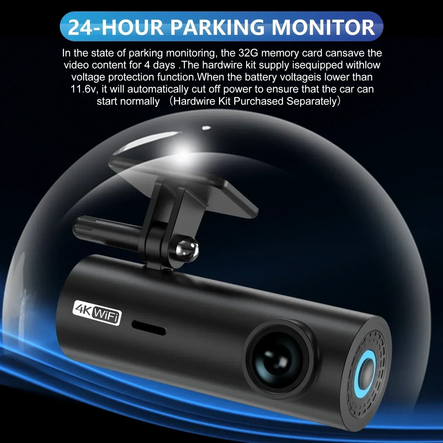 4K Dash Cam for Cars Front and Rear View Camera for Vehicle GPS WIFI Car Dvr Video Recorder 24H Parking Monitor