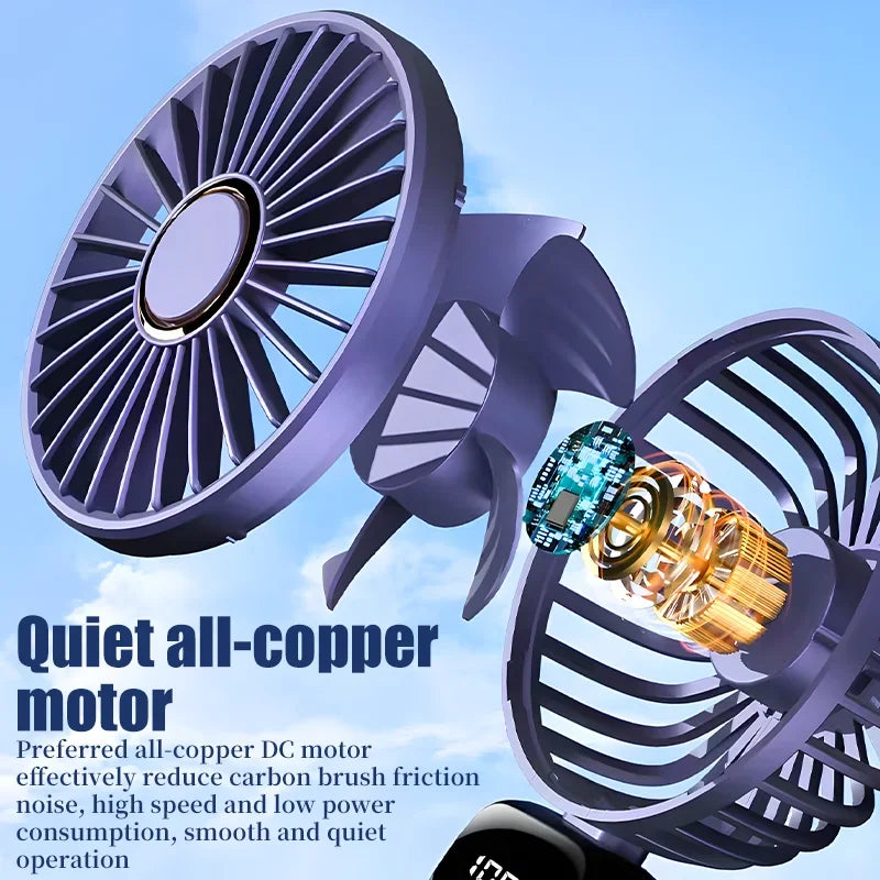 Portable Fan 90° Foldable Fan Neck Hanging Fans 1800mAh USB Rechargeable Handdeld Fan With Phone Stand and Display Screen