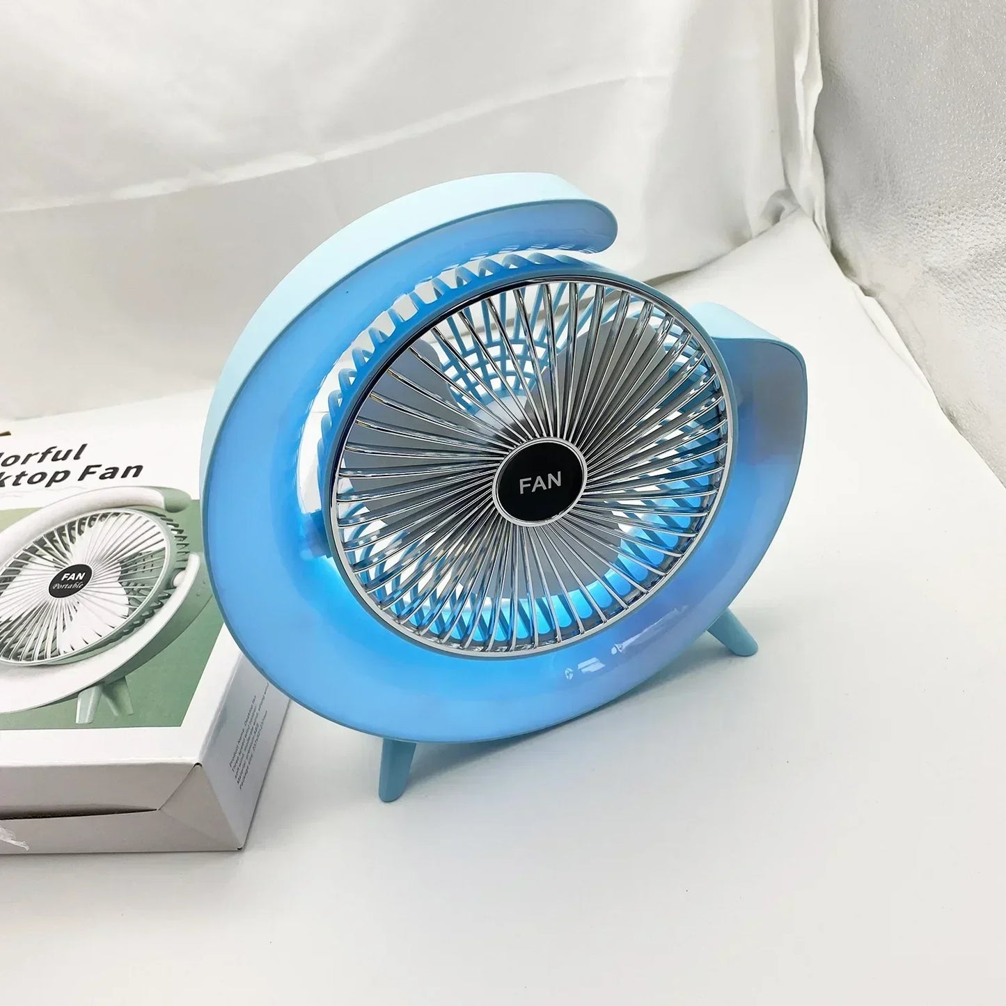 4Pcs New Mini Desktop Small Fan USB Charging Electric Fan with LED Night Light Adjustable Colorful Fan