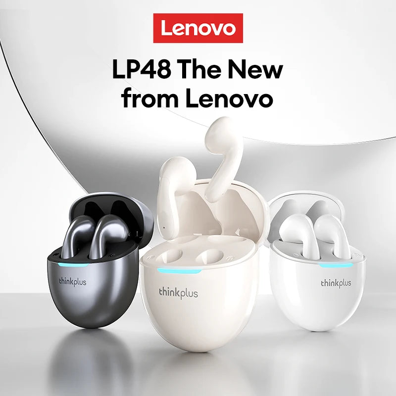 New Choice Lenovo LP48 TWS Wireless Bluetooth 5.4 Earphones Half-In-Ear Music Earbuds Ultra-Long Battery Life Hd Call Headphones