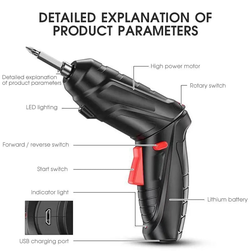 3.6v Power Tools Household Maintenance Repair 1800mAh Lithium Battery Mini Household Electric Drill Rotated Cordless Screwdriver