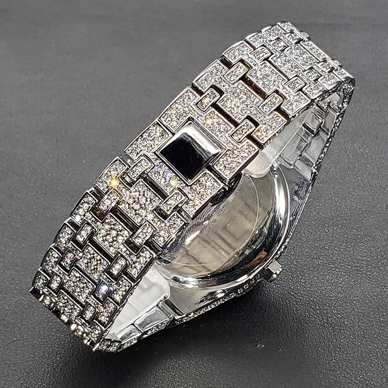 Luxury Full Diamond Watches For Men Top Brand Hip Hop Iced Out Arab