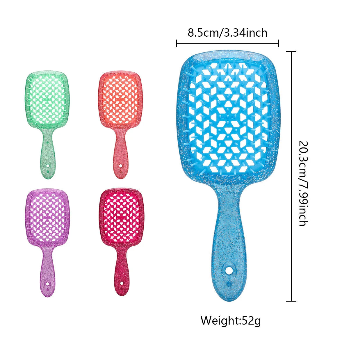 New Wide Teeth Sequins  Air Cushion Hollow Out Comb Anti-static Detangling Hair Brush Tangled Hair Comb Barber Salon Tools