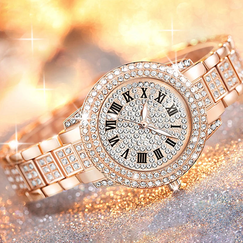 Casual Elegant All-Star Women's Quartz Watch Shiny Fine Zircon Mechanical Lady Wristwatches