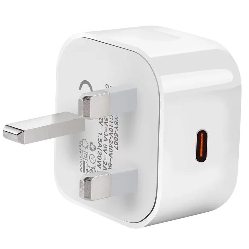 40W 20W Dual Ports USB C PD Wall Charger Fast Quick Charging UK GB Power Adapters For IPhone 11 12 13 14 15 Xiaomi Huawei