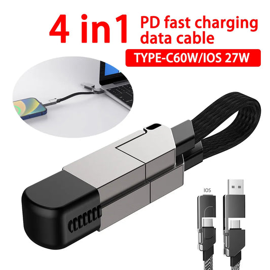 4 in 1 60W/27W Fast Charging USB Type C To USB C / Lighting Cable for iPhone 14 13 Pro Max Huawei Xiaomi PD Mobile Phone Cable