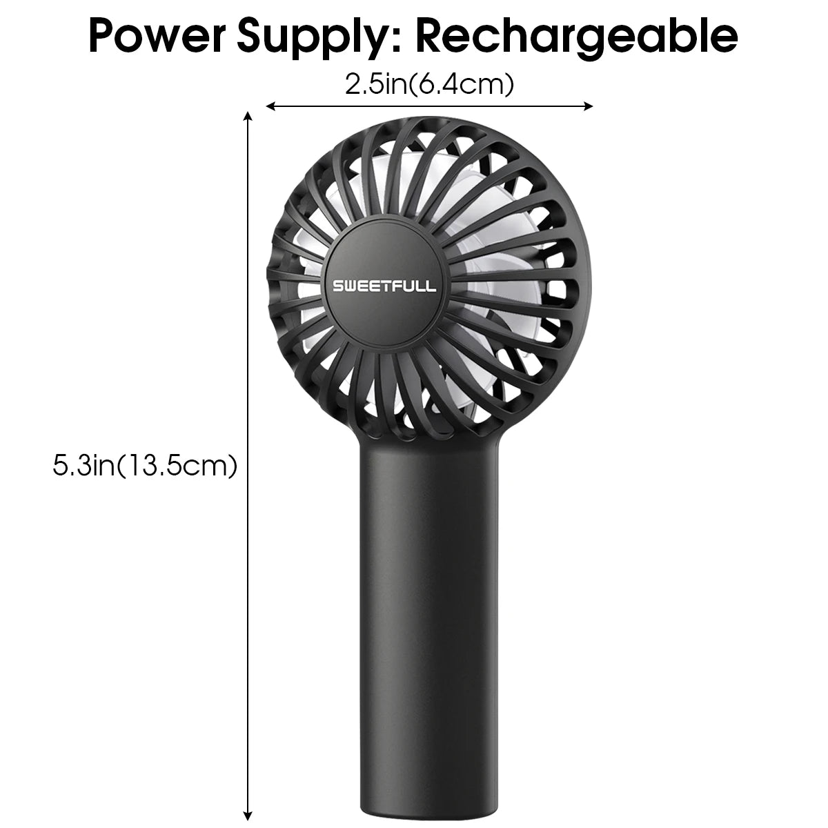 Mini Handheld Fan 3-Speed Portable Small Fan 2000mAh USB Rechargeable Handheld Fan Suitable for Outdoor Indoor Commuting