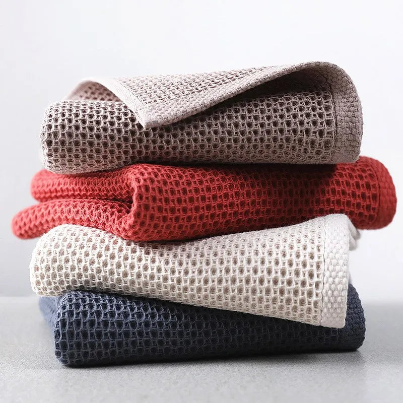 34x34/73x34cm Cotton Hand Towel Plaid Face Towel Bathroom Kitchen Household Absorbent Towel