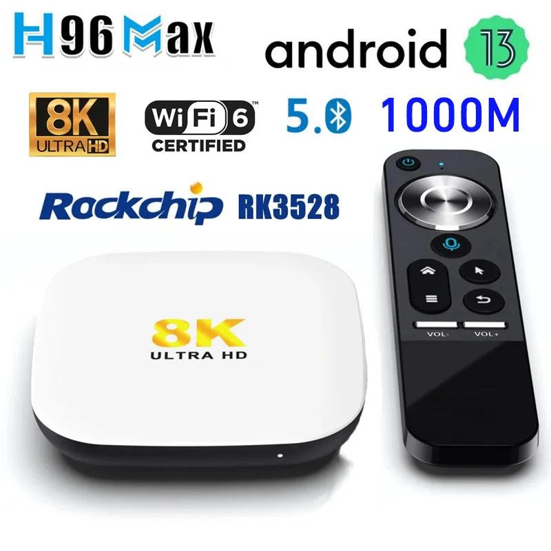 NEW Smart TV BOX Android 13  H96 Max M2 RK3528 8K 1000M 5G WiFi6 4G 64G With Gyroscope Voice Remote HDR10+ Media Player TVBOX