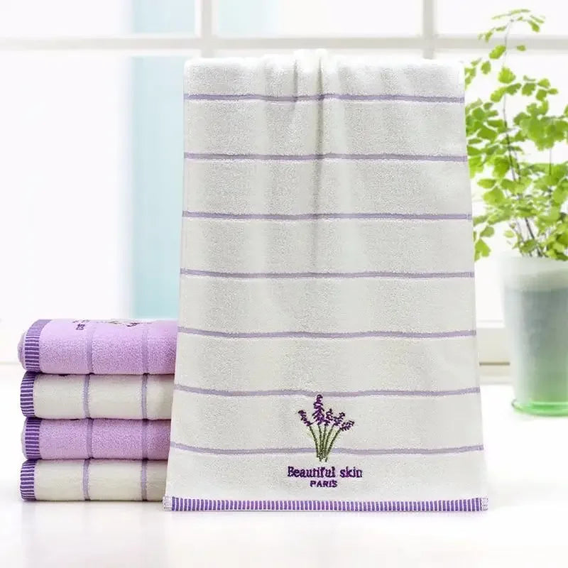 Soft Bath Towel Cotton Embroidery Lavender Towel Set Cotton Hand Face Towel Sheet Set