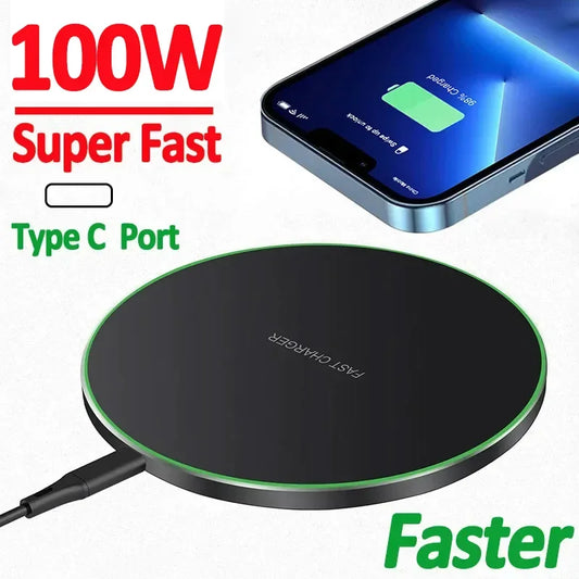 100W Fast Wireless Charger Pad For iPhone 15 14 13 12  X Pro Max 8 Samsung