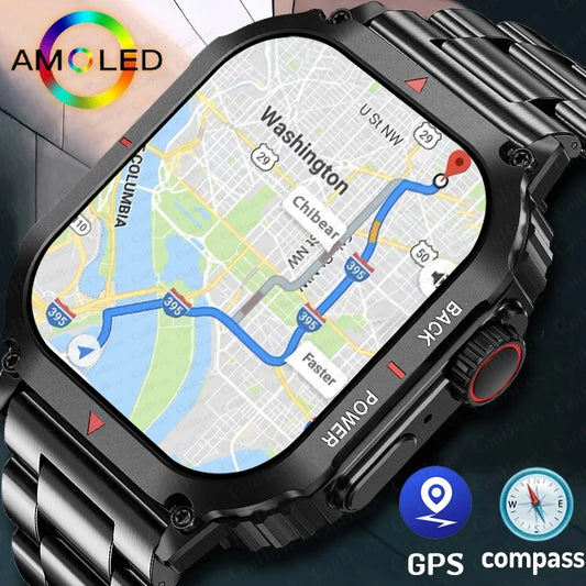 2024 New GPS Sports Smart Watch Men AMOLED HD Screen IP68 Waterproof