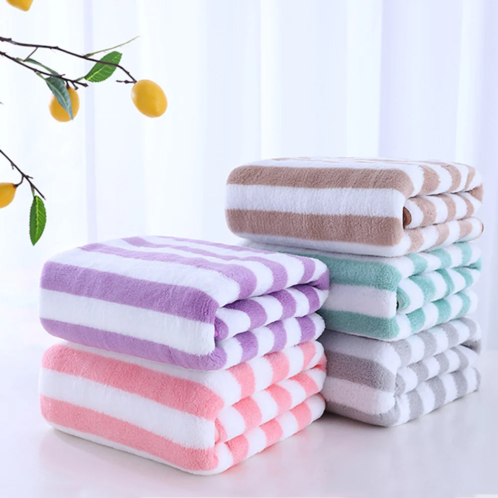 Stripes Absorbent Quick Drying Bath Towel Soft Adults Face Hand Towels Bathroom Microfiber Comefortable Swim Bath Towels Sets