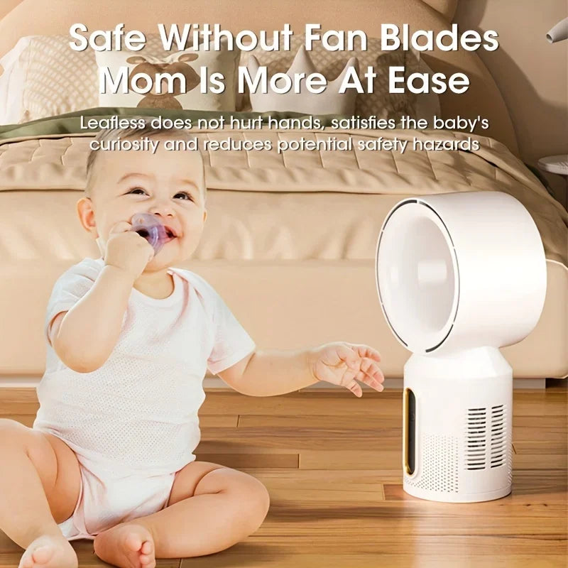 Electric Rechargeable Fan Bladeless Floor Standing Fan Cooling Child Safety Tower 3000mAh Fan Household Air Cooler 5 Gears