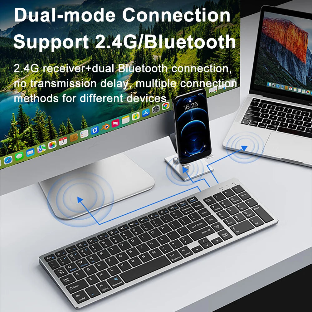 Wireless Keyboard Bluetooth 5.0 2.4G Mini Multimedia 102 Keycaps bluetooth For Laptop PC TV iPad Macbook Android iPad keyboard