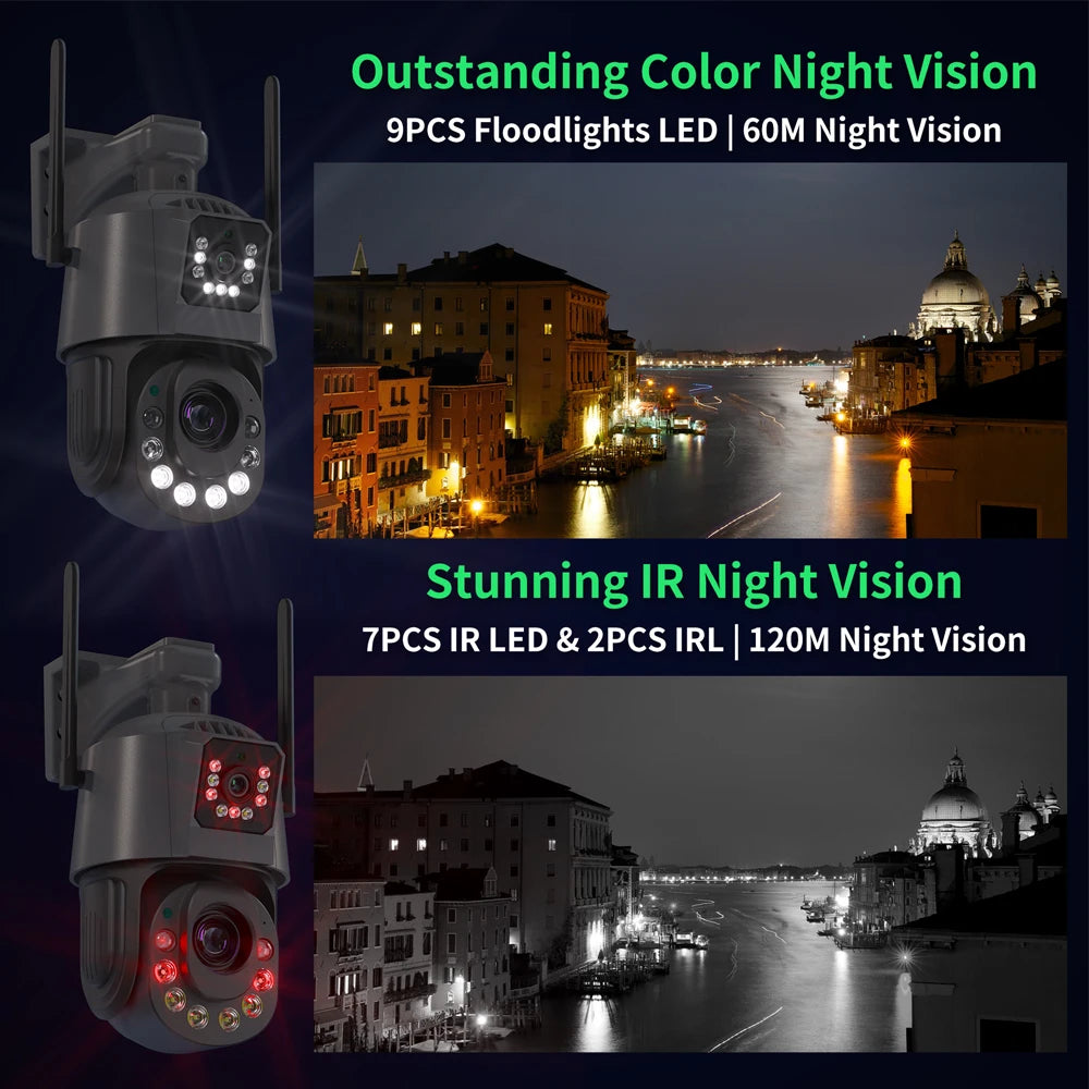 Wifi Camera HD 6MP PTZ 50X Zoom Two-way Audio Color Night Vision Outdoor Waterproof CCTV Surveillance Security Wi-Fi IP Camera