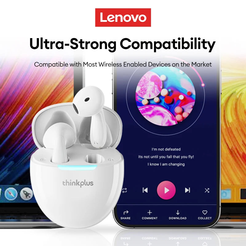 New Choice Lenovo LP48 TWS Wireless Bluetooth 5.4 Earphones Half-In-Ear Music Earbuds Ultra-Long Battery Life Hd Call Headphones