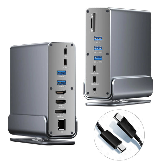 USB C Docking Station 16 in 1 USB C Hub with Dual 4K HDMI/DisplayPort/7 USB Ports/100W PD/Audio/SD/TF/Ethernet for MacBook PC